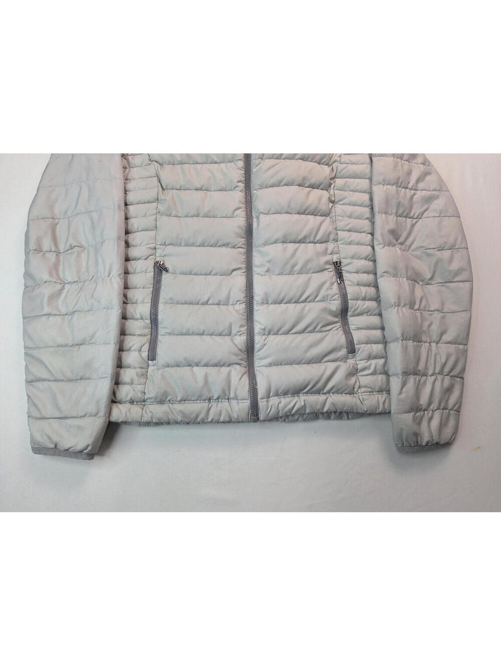 Patagonia Nano Puff Silver Gray Goose Down Sweater Puffer Jacket Womens Medium M - Picture 4 of 7